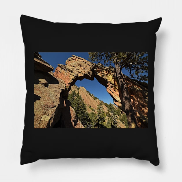 Royal Arch Trail Arch Boulder Colorado Pillow by WayneOxfordPh