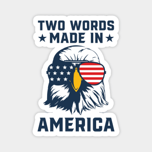 Joe Biden Says Two Words Made In America USA American Flag Patriotic Eagle Funny Biden 2 Words Quote Magnet
