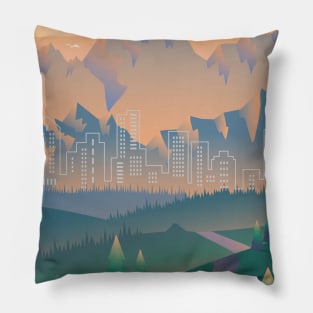 Going to the City Urban Life Gift Evergreen Pillow