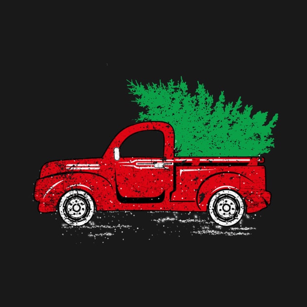 Merry Christmas Retro Vintage Red Truck by Kimko