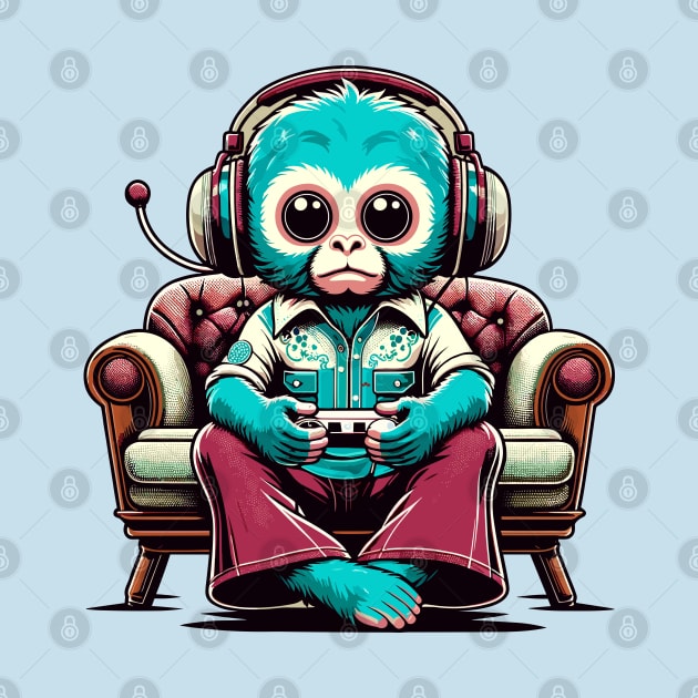 Monkey Master Gamer - Turquoise Tech Trendsetter by TimeWarpWildlife