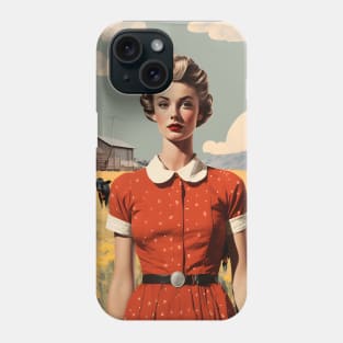 Vintage Farm Girl Pin Up Collage - Retro Chic Art Print Phone Case