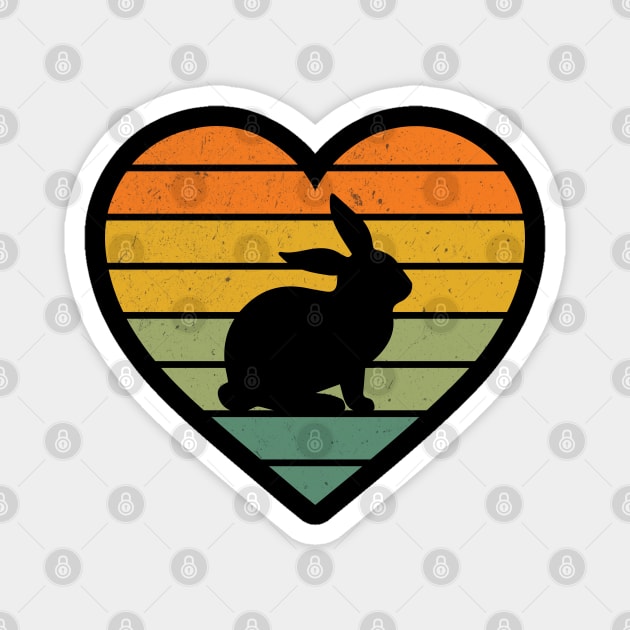 I Love Rabbits Retro Heart Rabbit Fan Rabbit Magnet by PG