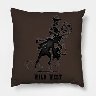 Western Era - Wild West Cowboy on Horseback 1 Pillow