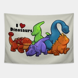 I ♥ Dinosaurs (landscape vers; gray) Tapestry