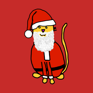 Yellow Christmas Cat in Santa Suit T-Shirt