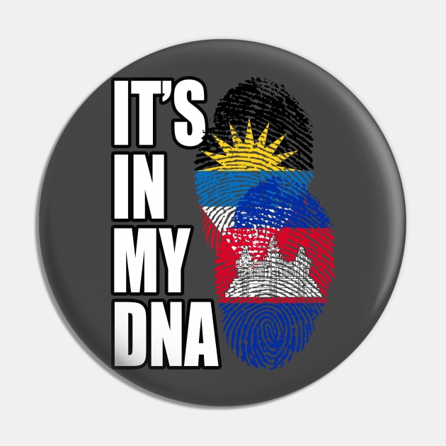 Cambodian And Antiguan Mix Heritage DNA Flag Pin by Just Rep It!!