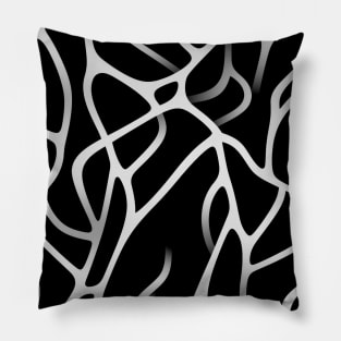 Monochrome Elegance: White Abstract Lines on Black Pillow