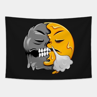 Steam from Nose Zombie Emoji Tapestry