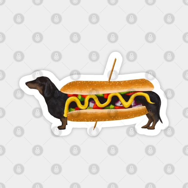 Funny Dachshund Hot Dog Magnet by TWOintoA