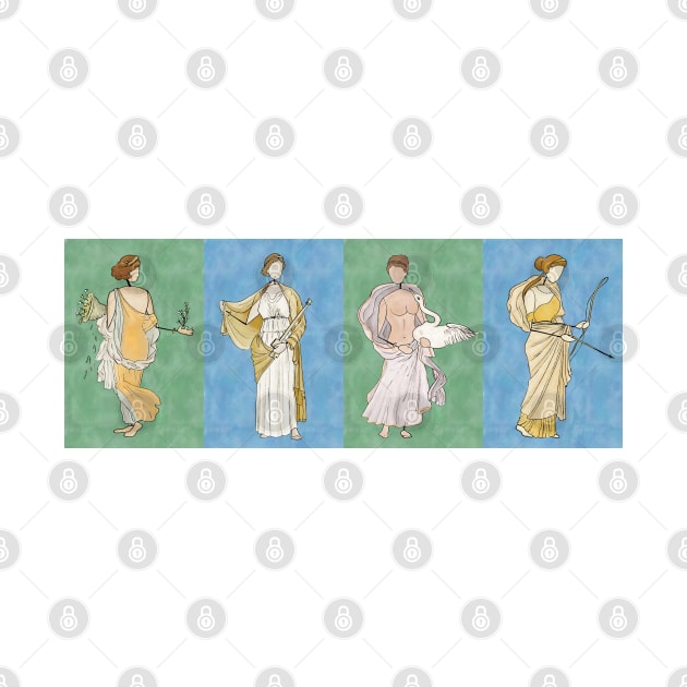 Ladies of the Villa of Ariadne - Flora, Medea, Leto and Diana by GreekMythComix