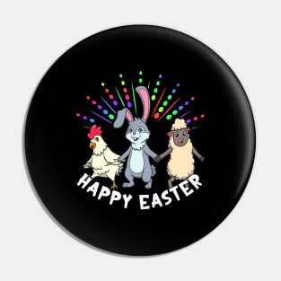 Easter bunny sheep and hen - Happy Easter Pin