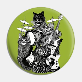 ROCK N ROLL CATS (Guitars, Bass, Drums) Cat Rock Band Pin