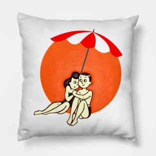 boyfriend couple on the beach Pillow