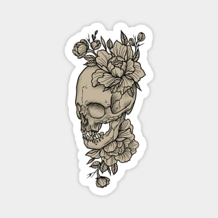 Skull and Peony Flowers Color Variant Magnet