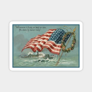 Vintage Star Spangled Banner 48-Star Flag Postcard Art Magnet