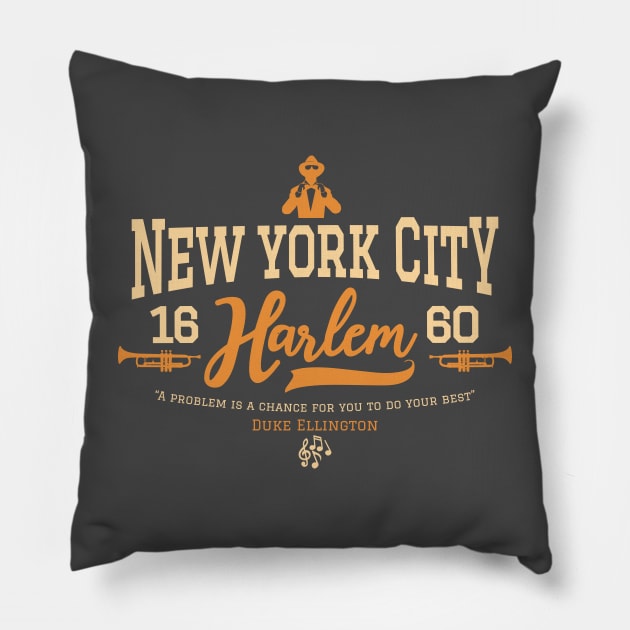 New York Harlem - Harlem Logo - Harlem Manhattan - Duke Ellington Pillow by Boogosh