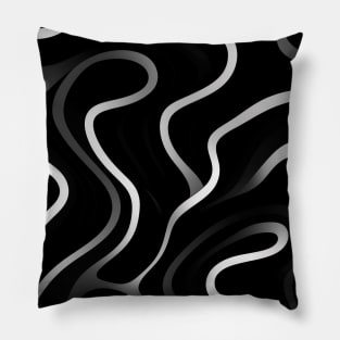 Monochrome Elegance: White Abstract Lines on Black Pillow