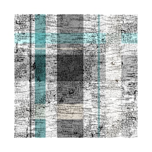 Rustic Plaid Birch Grey White Teal Green T-Shirt