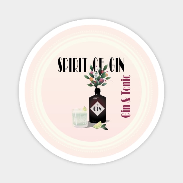 Pink Gin & Tonic Cocktail Illustration | For Gin Lovers Magnet by Space Sense Design Studio