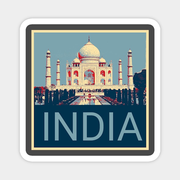 India in Shepard Fairey style design Magnet by Montanescu