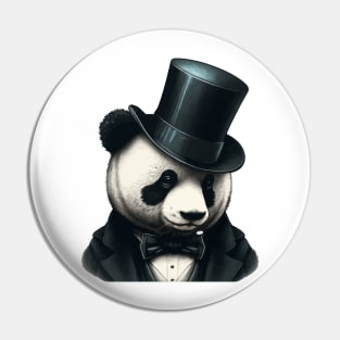 Panda wearing Top Hat Pin