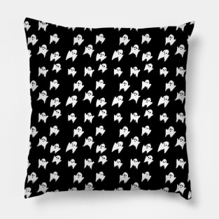 Haloween Party Kawaii Ghosts in black Pattern Pillow