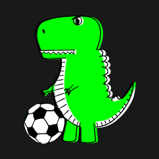 Green Dinosaur Loves Soccer T-Shirt