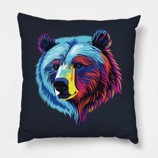 Neon grizzly bear head Pillow