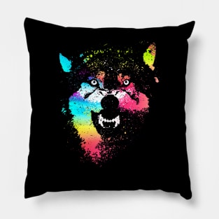 Technicolor Wolf Pillow