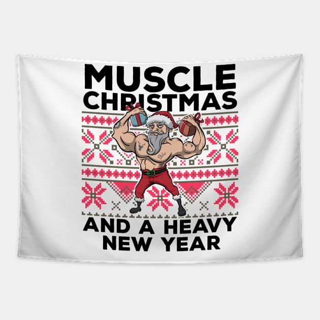 Ugly Christmas Workout Lifting Santa Claus Gym Fitness Gift Tapestry by TellingTales