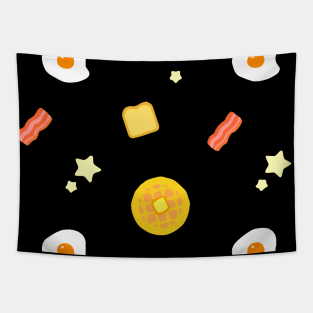 Cute Eggs Bacon Waffle Toast Breakfast Pattern Tapestry