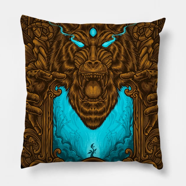 Mystical mandrill Pillow by vhiente