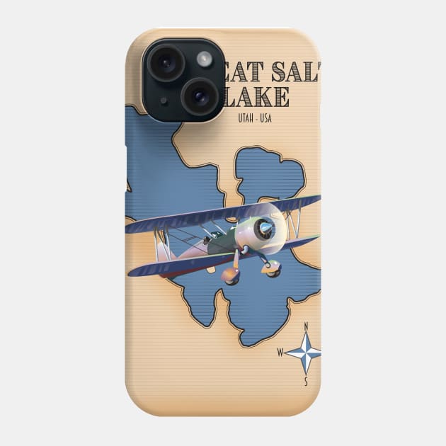 Great Salt Lake Utah vintage style map Phone Case by nickemporium1