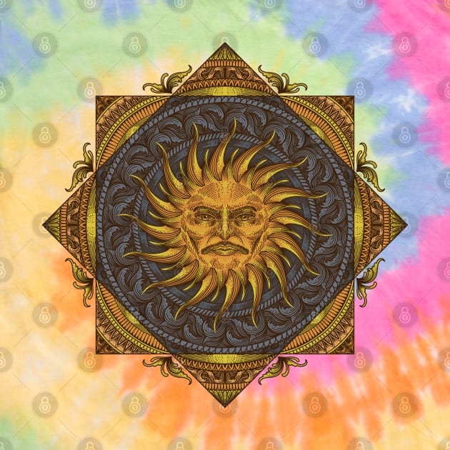 Sun with Mandala Artwork by Tonymidi Artworks Studio