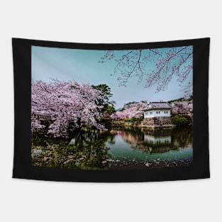 Japanese Castle Moat in Spring Tapestry