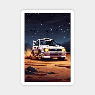 White WRX Rally Car Poster JDM Magnet