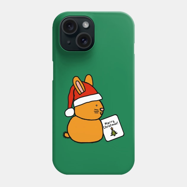 Cute Bunny Says Merry Christmas Phone Case by ellenhenryart