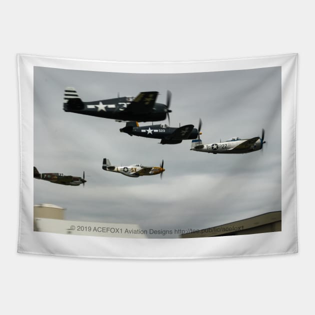 Americans Warbirds of WW2 Tapestry by acefox1