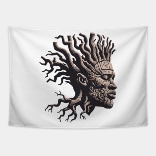 Afrocentric Man Wooden Carving Tapestry