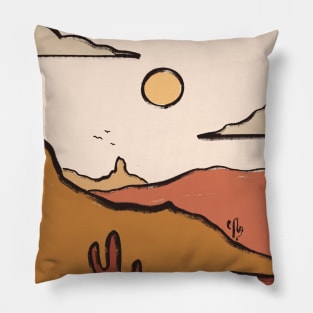 Desert Canyon Warm Colors Mountains Minimal Pillow