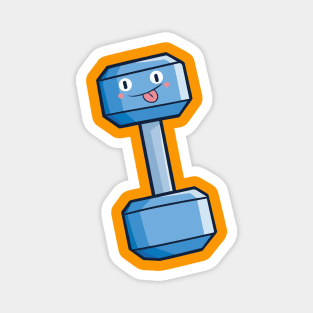 Cute dumbbell cartoon character mocking Magnet