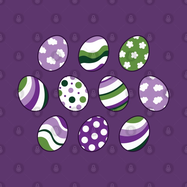 Egg Pattern | Purple Green | Stripes Clouds Flowers Dots | Light Purple by Wintre2