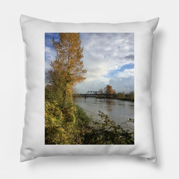 Snohomish River In Washington Pillow by KirtTisdale