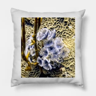 Underwater Feather Flowers Pillow