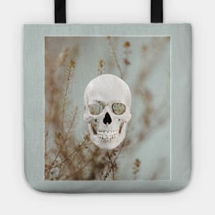 Grey Flower Skull Tote