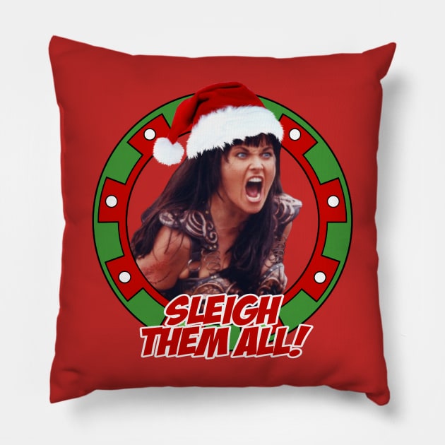 Xena Sleigh Them All Chakram Pillow by CharXena