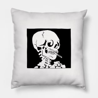 Skull of a Skeleton with a burning cigarette - Vincent Van Gogh Pillow