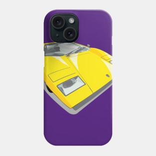 1970s Lamborghini Countach in yellow Phone Case