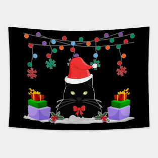 Black Cat Christmas Lights Cute Cat Lover Gifts Tapestry